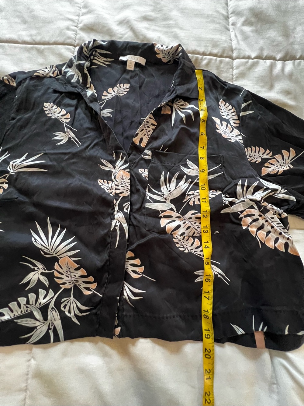 Lunya High Waist Washable Silk Pajamas In Immersed Black Palm Tropical Print XL - Picture 11 of 16